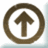 Brown circular border encloses a brown upward-pointing arrow on white background; blue text "I am above the influence" appears over the same base design.