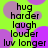 A static image with a bright green background and purple circular shapes, displaying repeated text phrases in black pixelated font.