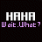 A 5x5 contact sheet of animated frames showing a pixelated text-based icon with 'HAHA' and 'U sit What?' text on black background, displaying subtle animation changes across sampled frames.