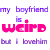 Pixelated text in purple and pink on white background, with two of identical phrases differing only by one word each
