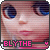 A contact sheet of seven animated frames showing a doll's face with changing text and color effects, each frame featuring the name "ELYTHE" in different colors above a small heart symbol.