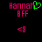 Pixelated text and symbols on black background with pink and green elements, including 'Hannah' with a heart symbol replacing the final letter.