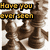 Animated sequence of chess pieces with changing text overlays in yellow, red, green, and blue.