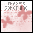 Animated sequence of nine showing pixelated text and pink butterflies on a light background with dotted patterns