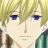 Pixelated anime-style portrait of a character with blonde hair and purple eyes, wearing a green and white outfit.