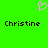 Green background with a pink pixelated heart above two black text 'Christine' words.