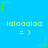 Pixelated blue background with repeating green text 'lalala' and '=)' emoticons, surrounded by small green star-like shapes.
