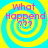 Four identical display a yellow spiral on cyan background with pink text reading "What Happend ???" in pixelated font