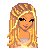 Pixelated character with long blonde hair in three poses: full-body, mid-dress lift, and head-only, with pink text 'Till Prom 2008' and 'Can't Wait' on white background.