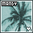 Pixelated icon with 'MANDY' text at top, abstract dark teal shape on light blue background, white heart symbol in bottom right corner.