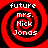 Four identical red and black spiral patterns with white text reading 'future mrs. Nick Jonas' arranged in a