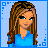 Animated contact sheet of 12 pixel art frames showing a character and text variations on blue background with 'SM' watermarks.