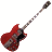Static pixelated image of a red electric guitar with dark accents, angled diagonally against white background.