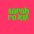 Green pixelated text 'sarah roxx!' on pink background with yellow rectangular overlays in different positions.