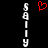 A black background displays two vertical of white pixelated text with a red heart symbol above them