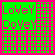 Pixelated green square with pink text 'Lovey Dov'ey' on left, surrounded by alternating green and pink checkerboard pattern.