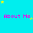 Cyan background with repeated pink 'About Me' text and scattered yellow/green stars, partially cropped on the right.