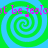 Four green spiral patterns on a blue background with repeated pink text reading 'st be jealot be jealo' across the top and bottom.