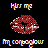 Pixelated red lips icon with multiple text variations above and below, including 'Hiss me' in white and red lettering.