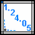 Four -aligned display identical pixelated numbers '1.2.4.0.5' with varying color schemes and border styles