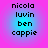 Four identical pixelated text on a pink-to-blue gradient background, each displaying four names in black lowercase letters