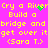 Yellow pixelated text on bright pink background repeats 'Cry a River Build a bridge and bridge and get over it (Sara T.)' with green particle animation.