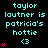 Pixelated cyan text reads "taylor lautner is patricia's hottie <3" with red heart symbols animating in vertical stacks on a black background.