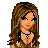Pixel art contact sheet showing a female character in multiple poses with blue jeans, brown top, and accessories including a necklace and walking stick, alongside the text "Dancer".