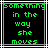 Green pixelated text on black background with white and gray lines, displaying 'Something in the way she moves' in a static layout
