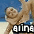 A pixelated image of a person in swimwear on a beach with overlaid text, showing two variations.