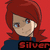 Pixelated character with red hair and blue eyes in four- , one shows text overlay