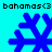 Pixelated blue snowflakes on cyan background with repeated "bahamas<3" text above and below, arranged in a