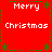 Red background with green decorative borders and repeated white text reading "Merry" and "Christmas" in a pattern