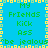 Pixelated blue background with green text reading 'MY FRIENDS KICK ASS' and yellow border of squares, repeated in a pattern