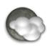 A circular grayscale icon with a dark outer ring and a lighter inner section featuring a bright white highlight and subtle gray gradients.