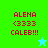 Pixelated text and star icons on green and cyan backgrounds with red text reading ALENA, (3333), CALEB!!! in four quadrants.