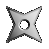 Three metallic shuriken icons with central holes, each rotated differently against a gray background.