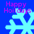 Blue background with four light blue snowflakes and pink 'Happy Hoildays' text in each quadrant.