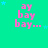 identical pink text 'ay bay bay...' on a teal background with scattered light blue stars, one partially obscured by a gray rectangle