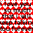 Red and white patterned background with repeated black text reading "i love you i love you so much so much that i will that i will keep talking keep talking you forever you forever" in a pixelated font.