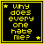 Yellow pixelated text on black background with yellow border, two star symbols, and identical text reading "Why does everyone hate me?" in two side-by-side