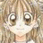 A 48x48 pixel buddy icon featuring a split composition with an anime-style character on the left and text elements on the right against a black background.