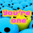 Yellow smiley faces with black eyes and mouths appear among blue pixelated shapes, each overlaid with pink text in yellow outlines.