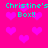 Static image with bright pink background, cyan text reading "Christine's Box!!" repeated twice horizontally and vertically, scattered magenta heart shapes.