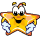 identical cartoon star-shaped characters with orange-yellow bodies, white eyes with black pupils, and blue wing-like appendages against a gray background