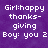 Purple background with white pixelated text displaying a conversation between 'Girl' and 'Boy' discussing gratitude and affection.