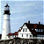 A 50x50 pixel buddy icon featuring a lighthouse and house on the left, with green text reading "Original Icons .com" on a dark green background to the right.