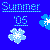 'Summer '05' icons with alternating blue and green backgrounds, each featuring a white snowflake-like flower and small blue flowers