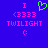 Blue background displays pink text and symbols with a green heart icon above the left side of the text.