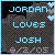 Pixelated text reads JORDAN LOVES JOSH with date 9/2/05 on dark checkered background and light blue border.